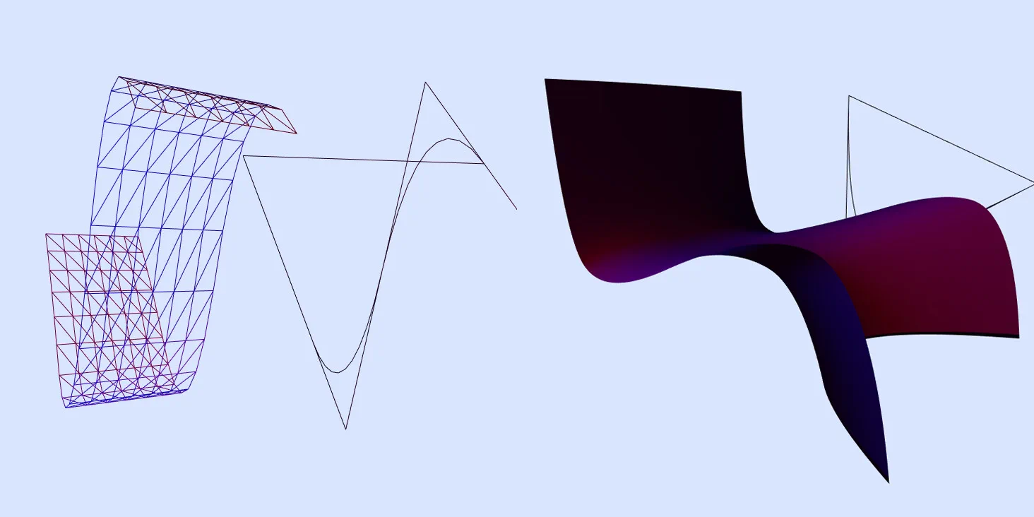 B-spline surface rendered as a grid